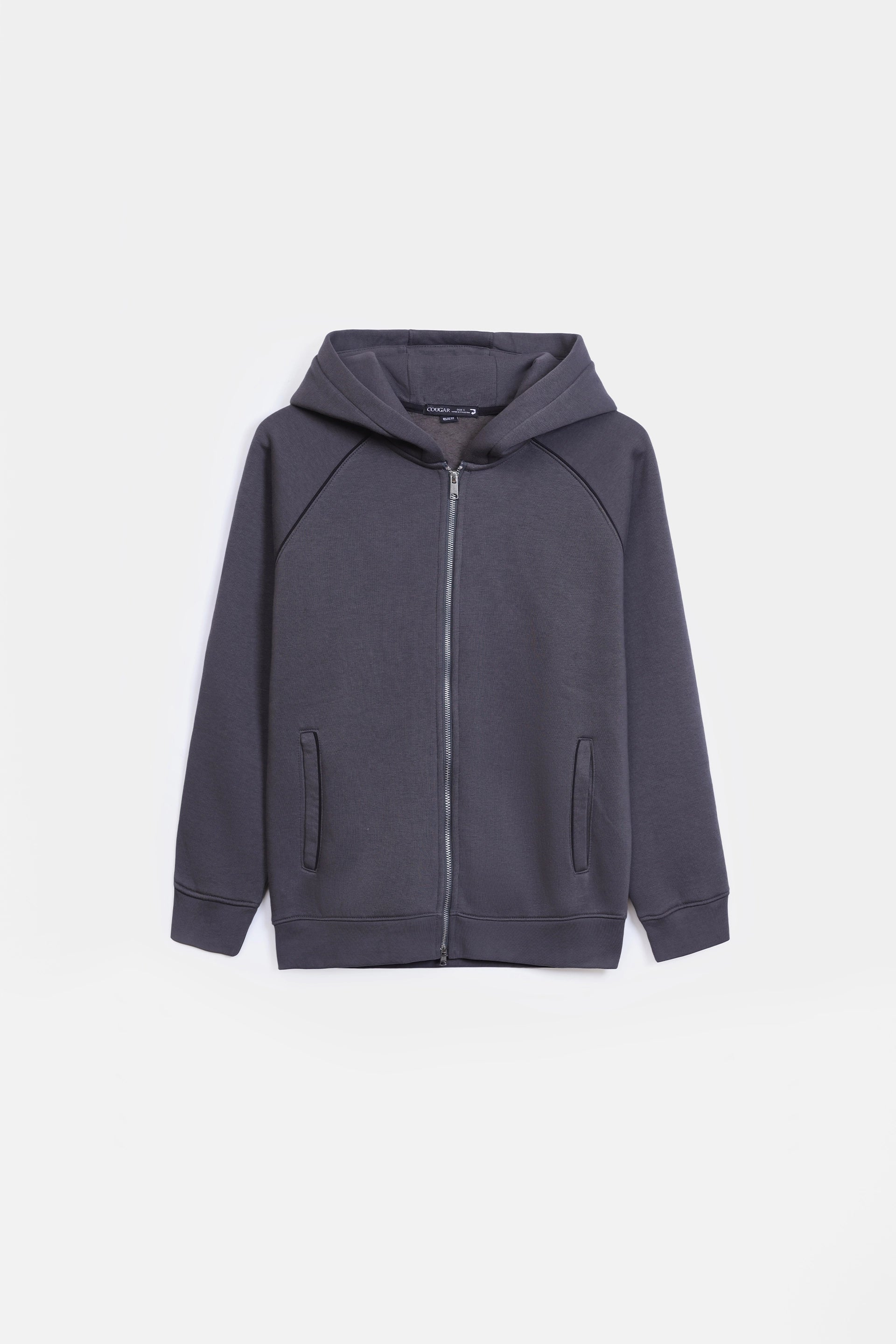 Relaxed Contrast Zip Hoodie - Cougar Clothing