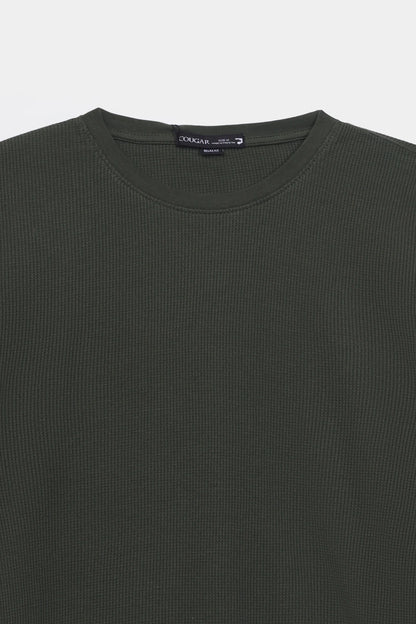 Relaxed Waffle Knit T-Shirt - Cougar Clothing