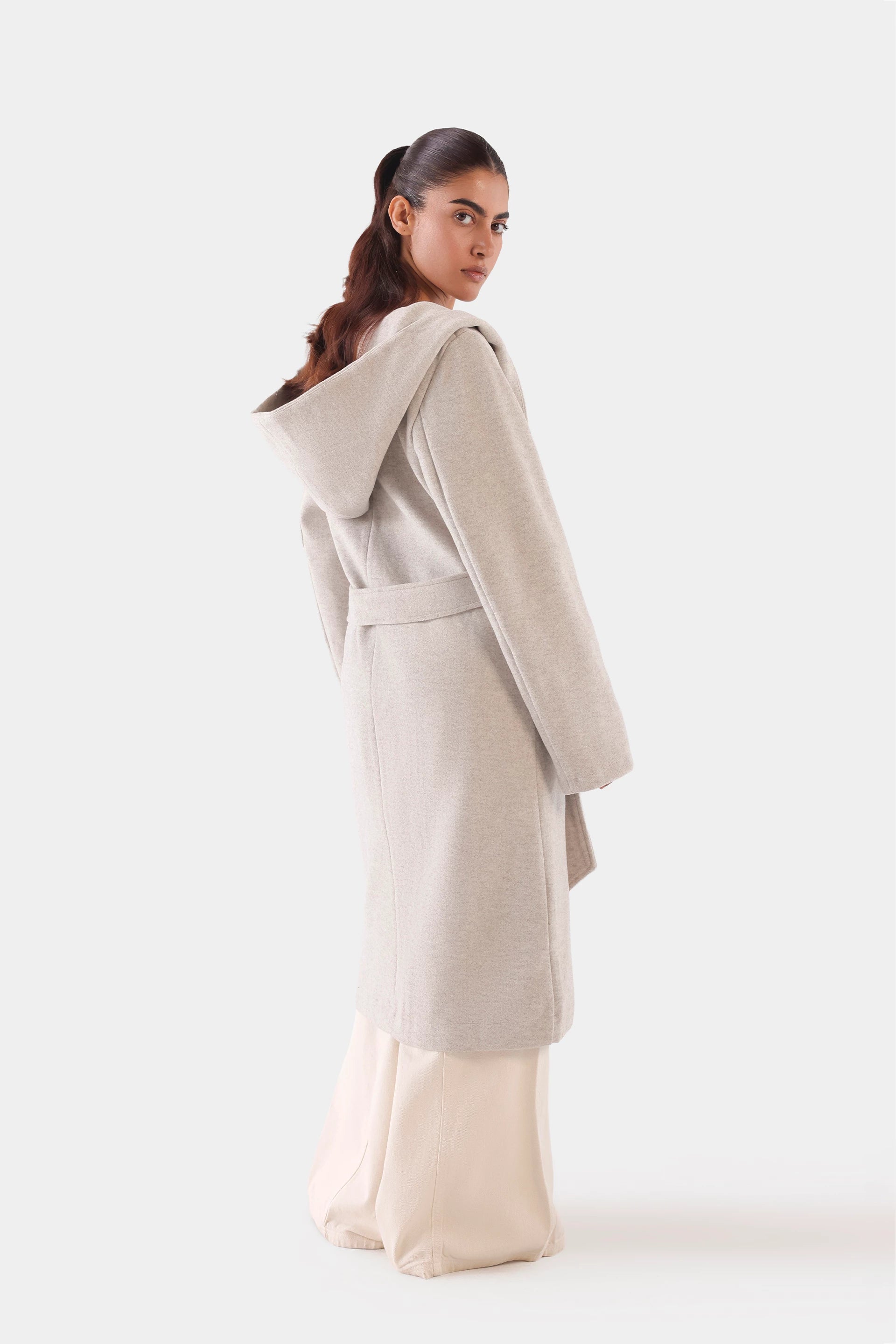 Hooded Belted Coat - Cougar Clothing