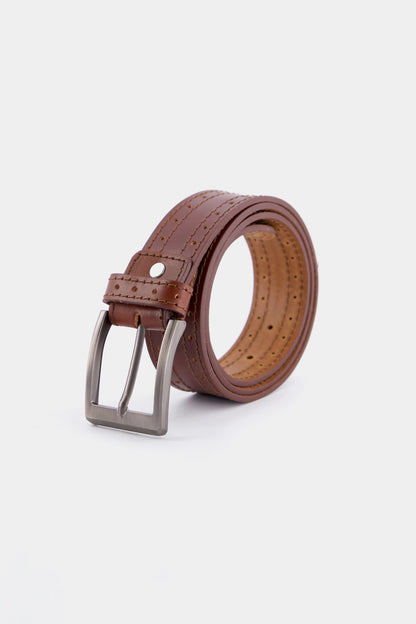 Leather Belt With Top Stitches - Cougar Clothing