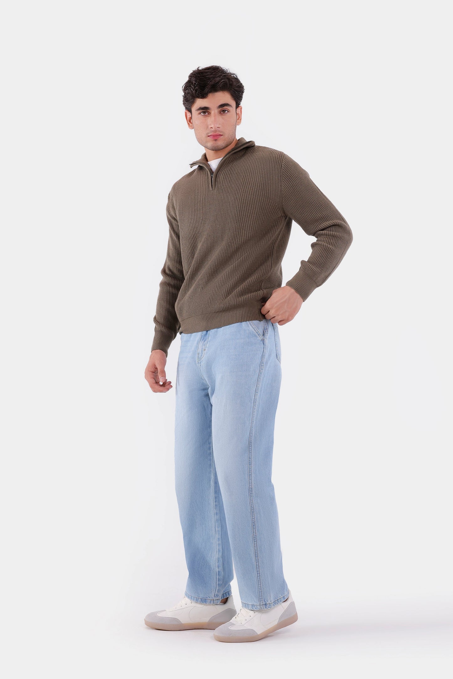 Mock Neck Knitted Sweater - Cougar Clothing