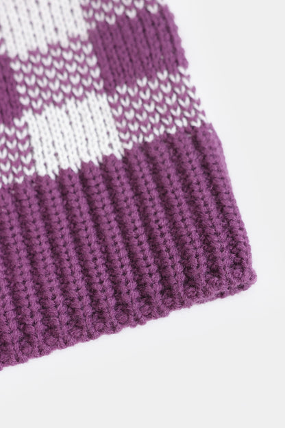 Checkered Knit Beanie
