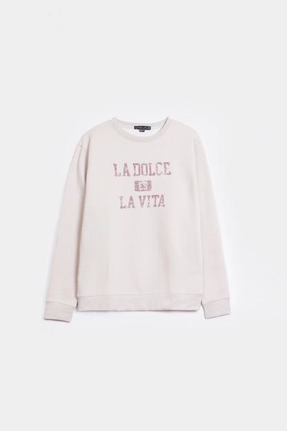 Text Print Fleece Sweatshirt - Cougar Clothing