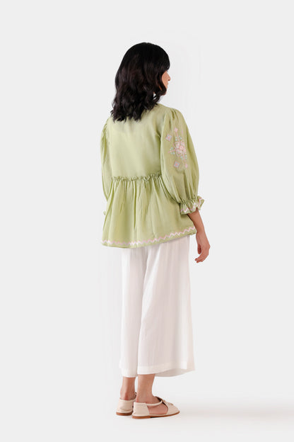 Self Jacquard Peplum Top - Cougar Clothing