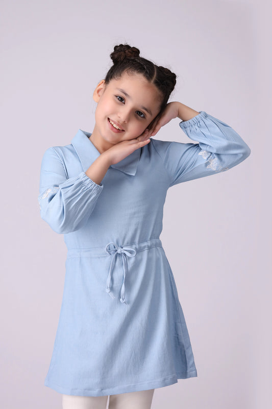Chambray Embroidered Dress - Cougar Clothing