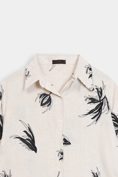 Slub Cotton Printed Shirt - Cougar Clothing