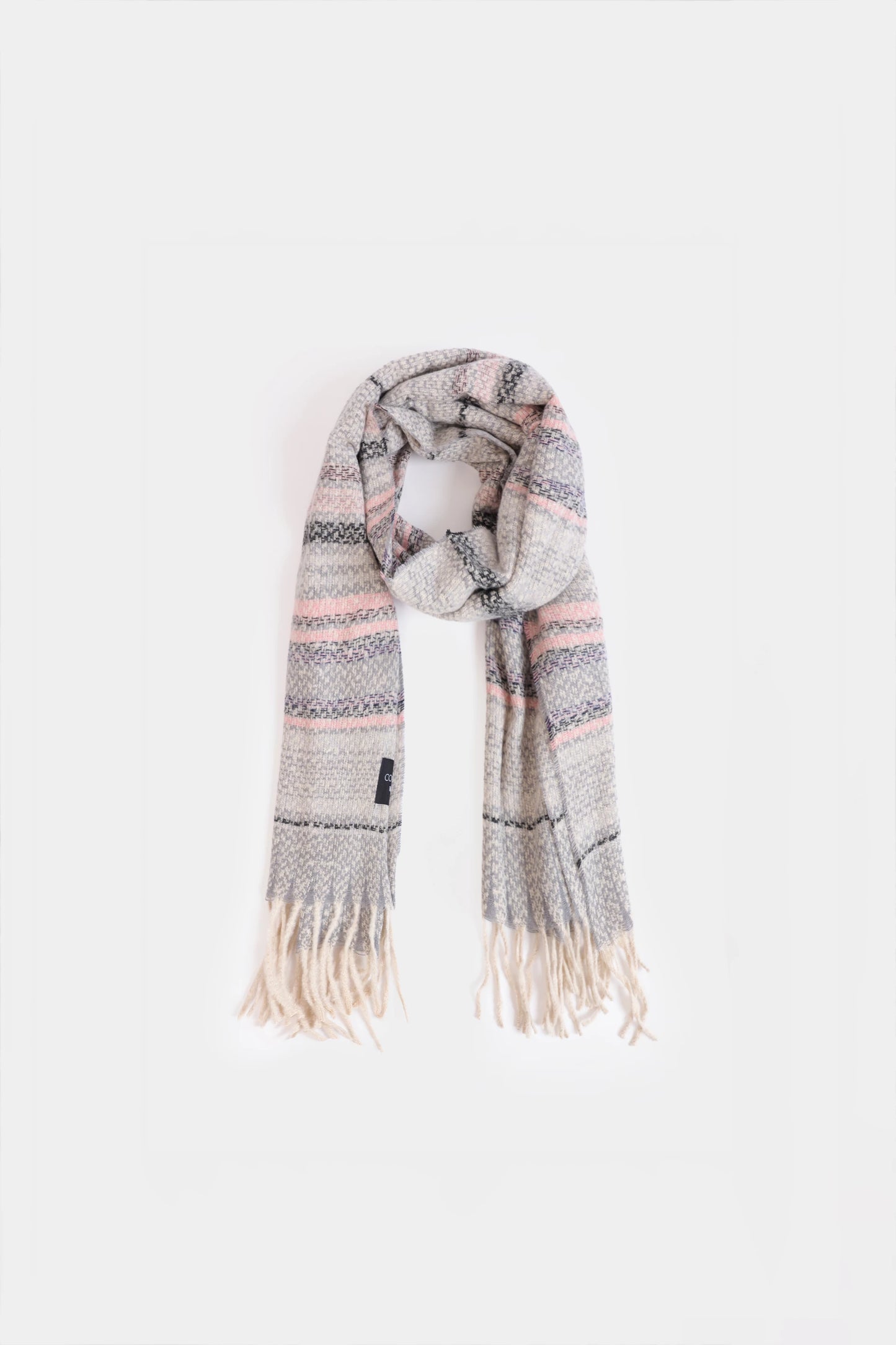 Horizontal Striped Knitted Shawl - Cougar Clothing