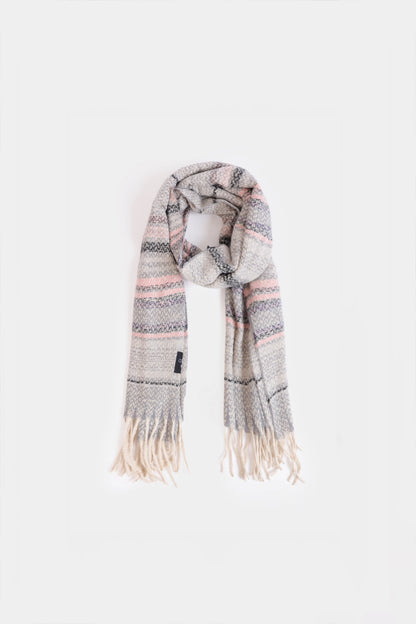 Horizontal Striped Knitted Shawl - Cougar Clothing