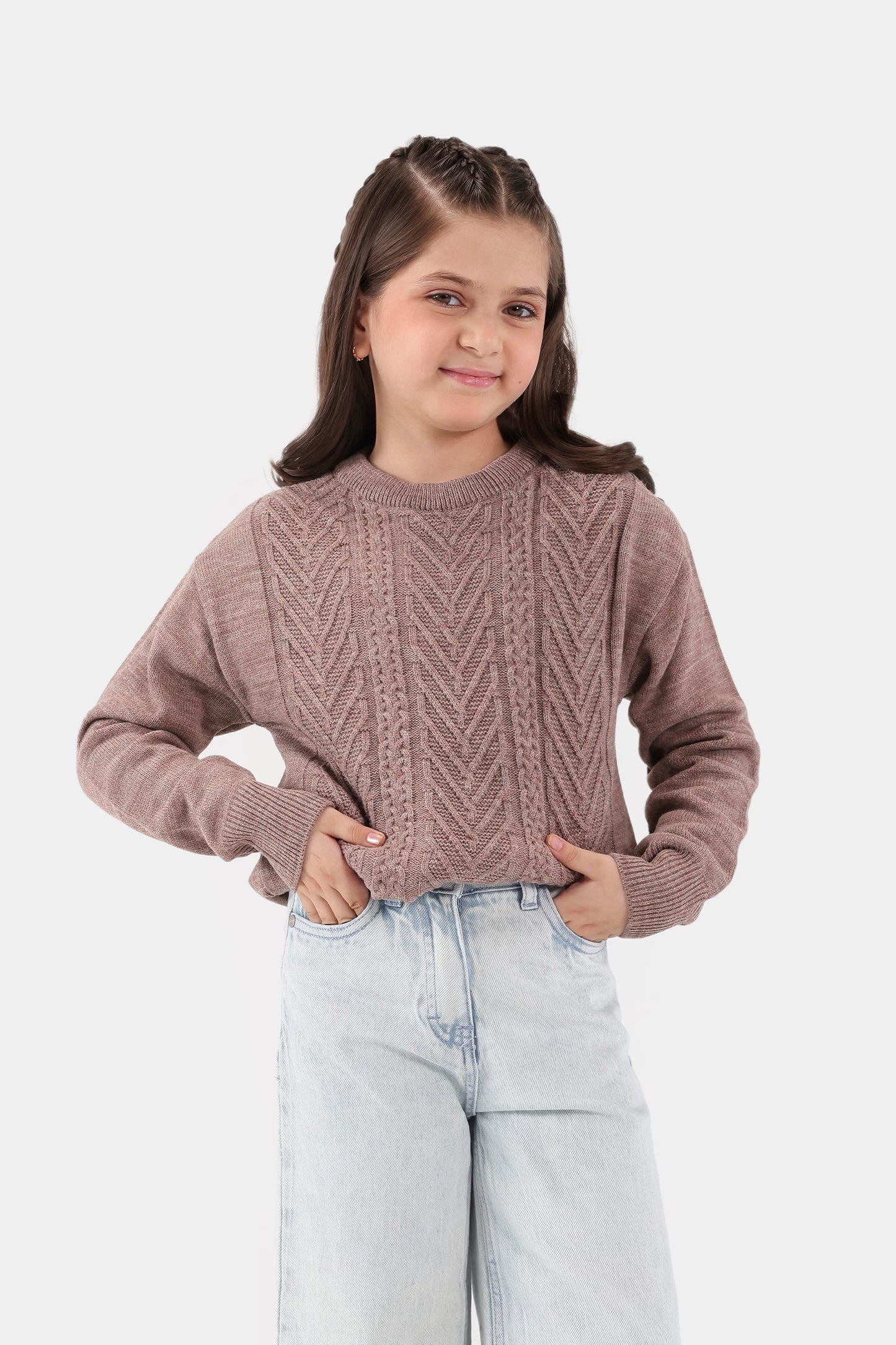 Crew Neck Textured Sweater - Cougar Clothing