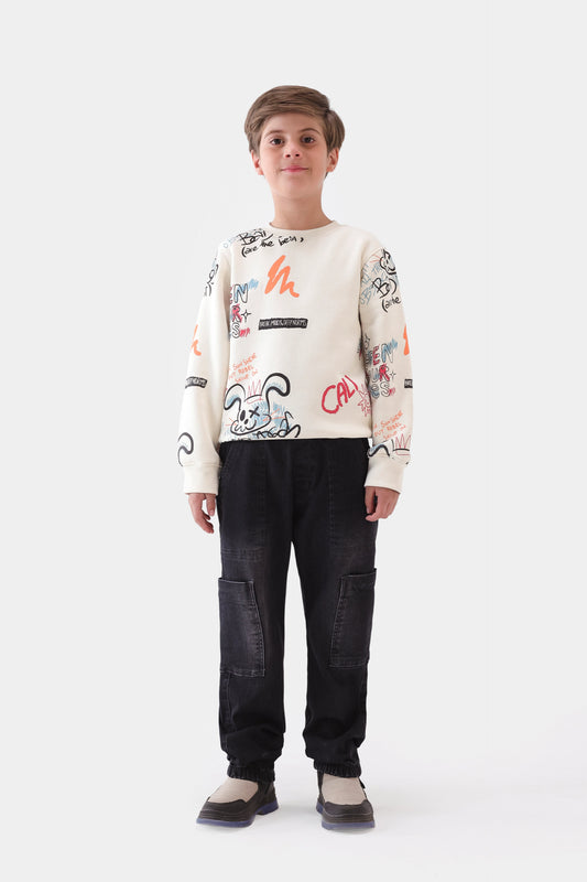 Graphic Print Fleece Sweatshirt - Cougar Clothing