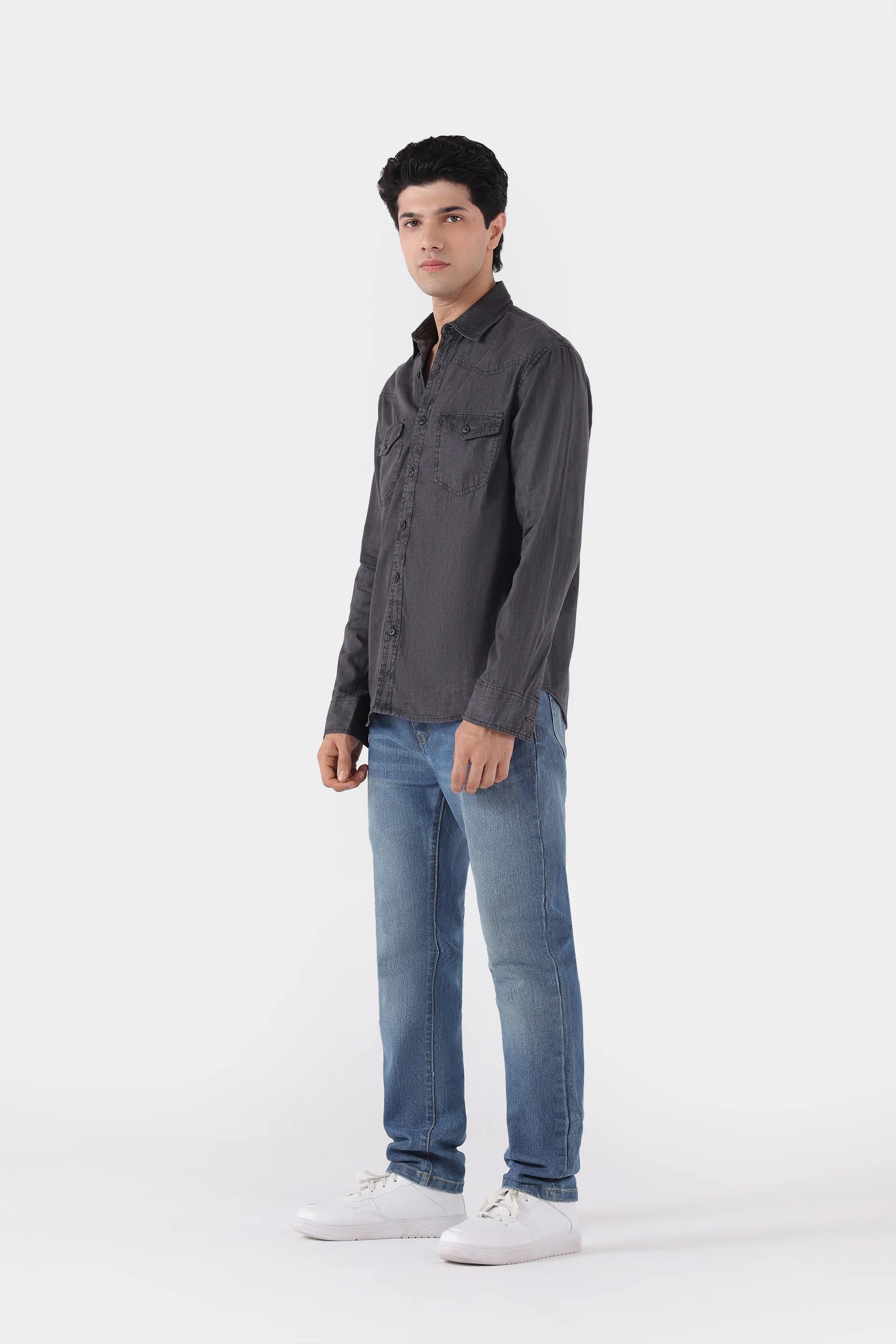 Flap Pockets Denim Shirt - Cougar Clothing