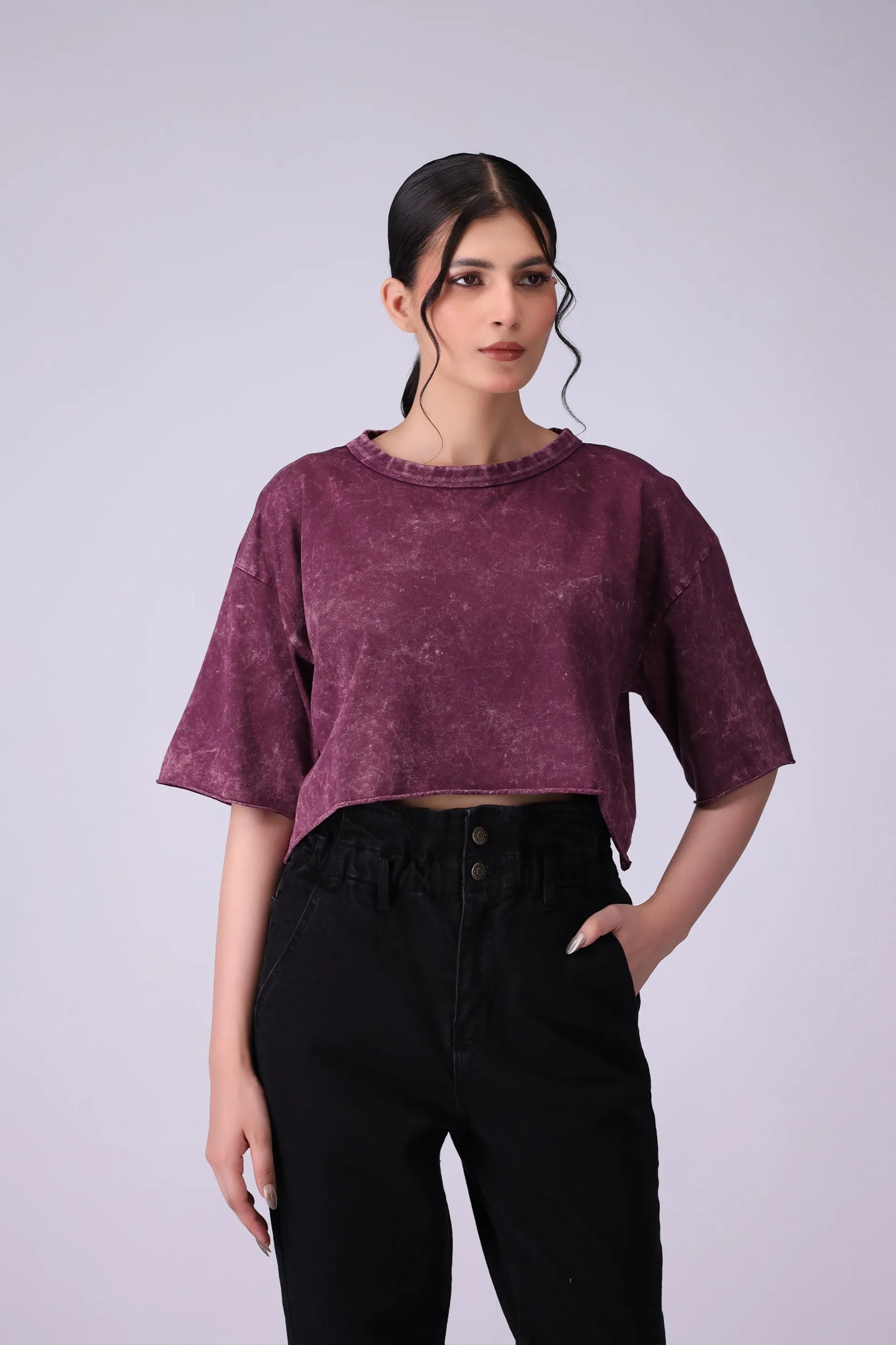 Cropped Garment Dyed T-Shirt - Cougar Clothing