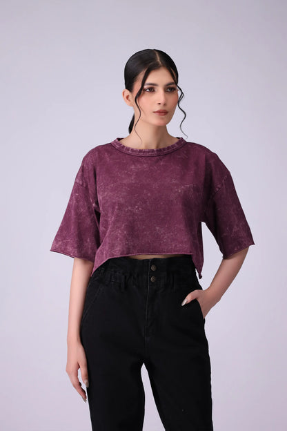 Cropped Garment Dyed T-Shirt - Cougar Clothing