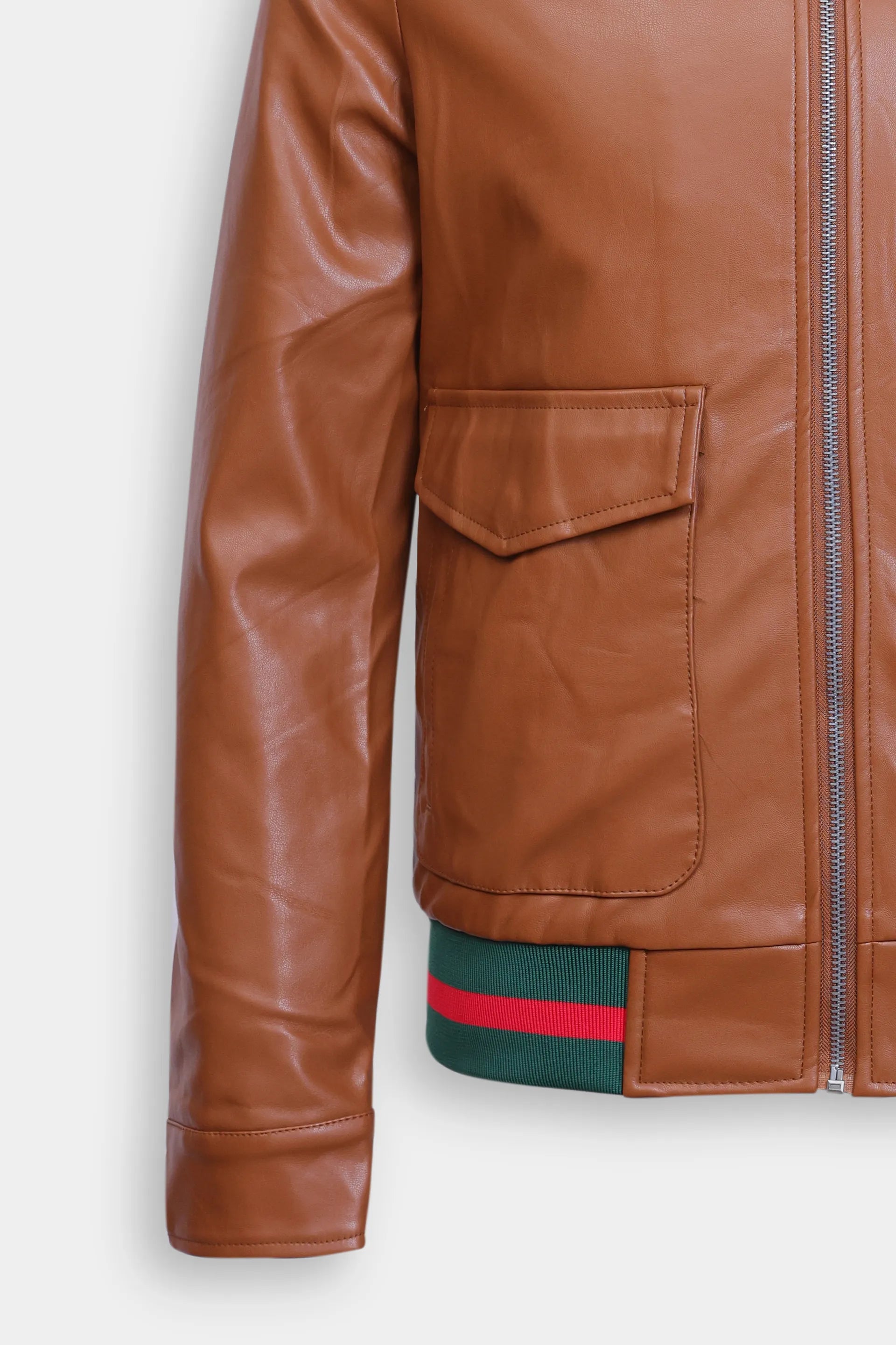 Faux Leather Jacket With Web-Details - Cougar Clothing