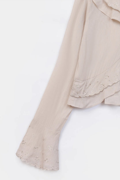 Ruffled Embroidered Blouse - Cougar Clothing