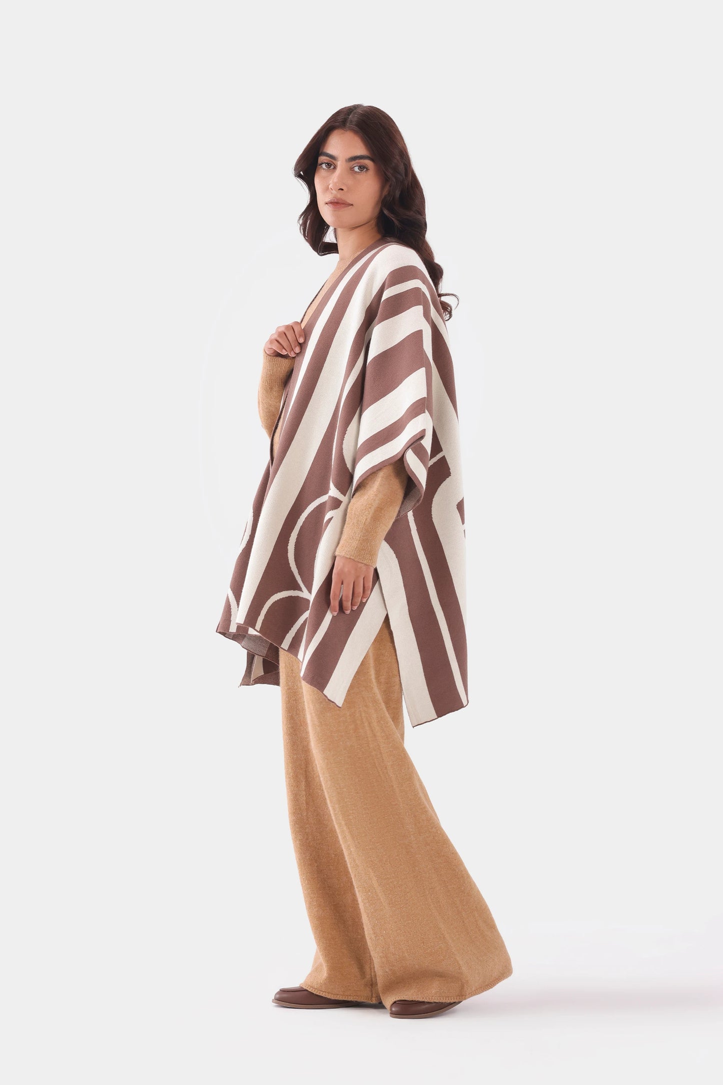 Abstract Knit Cape Shawl - Cougar Clothing