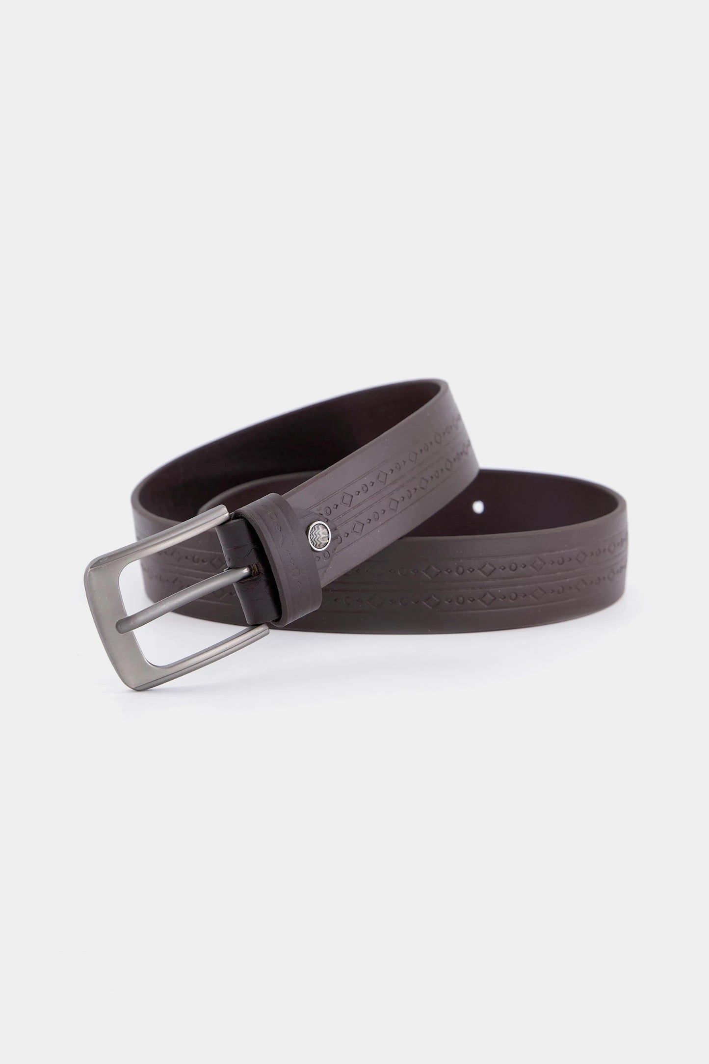 Leather Belt With Geometric Pattern - Cougar Clothing