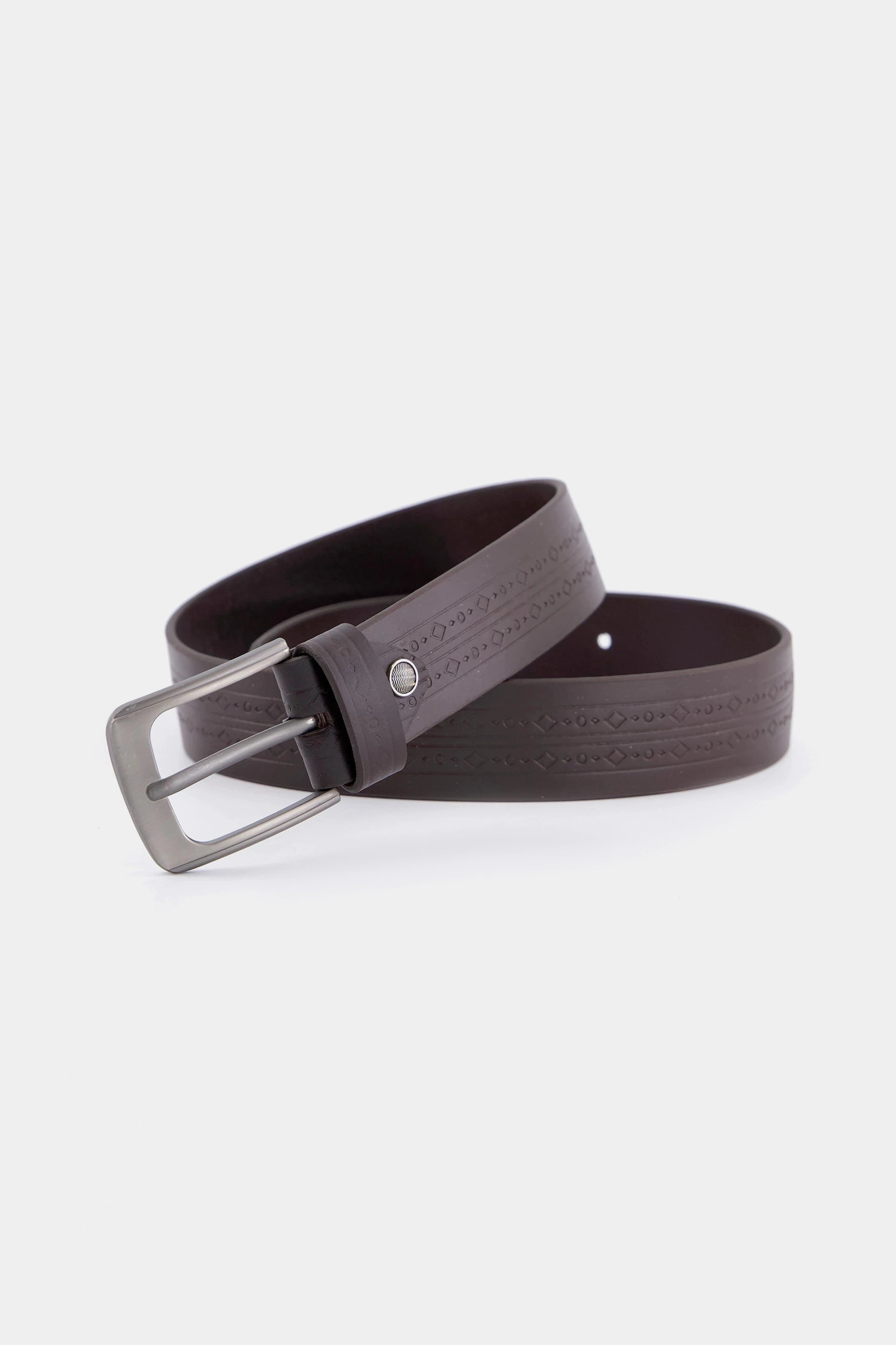 Leather Belt With Geometric Pattern - Cougar Clothing