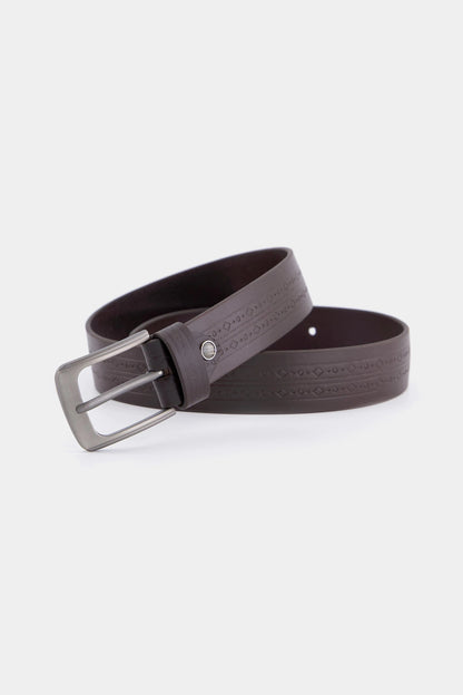 Leather Belt With Geometric Pattern - Cougar Clothing