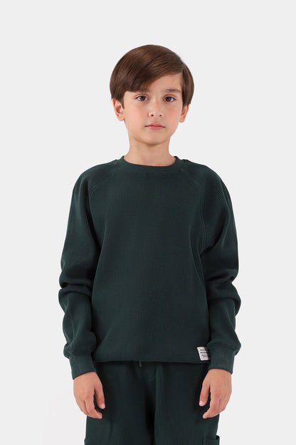 Waffle Knit Sweatshirt - Cougar Clothing