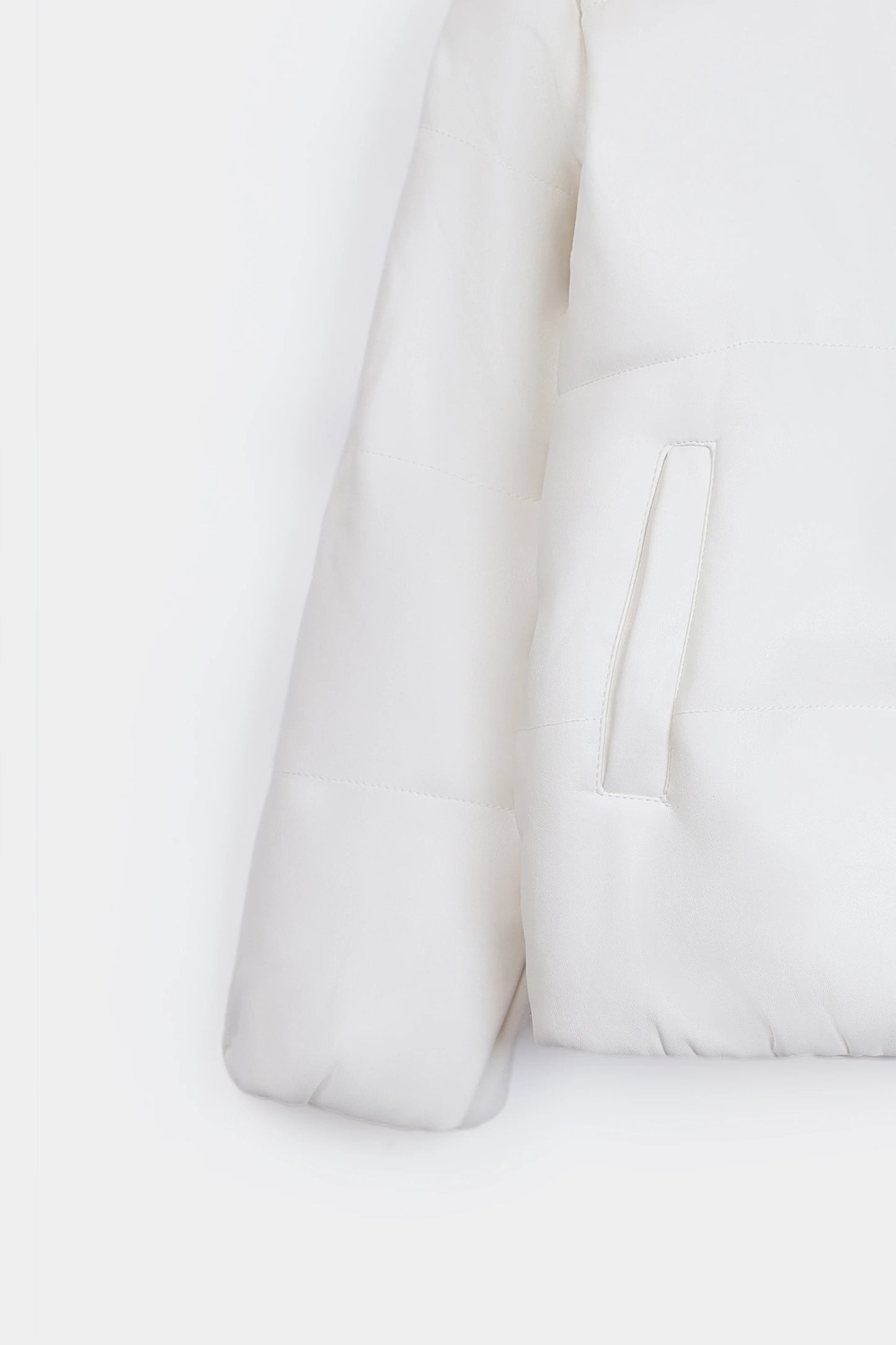 Mock Neck Quilted  PU Jacket