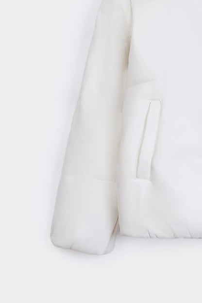 Mock Neck Quilted  PU Jacket