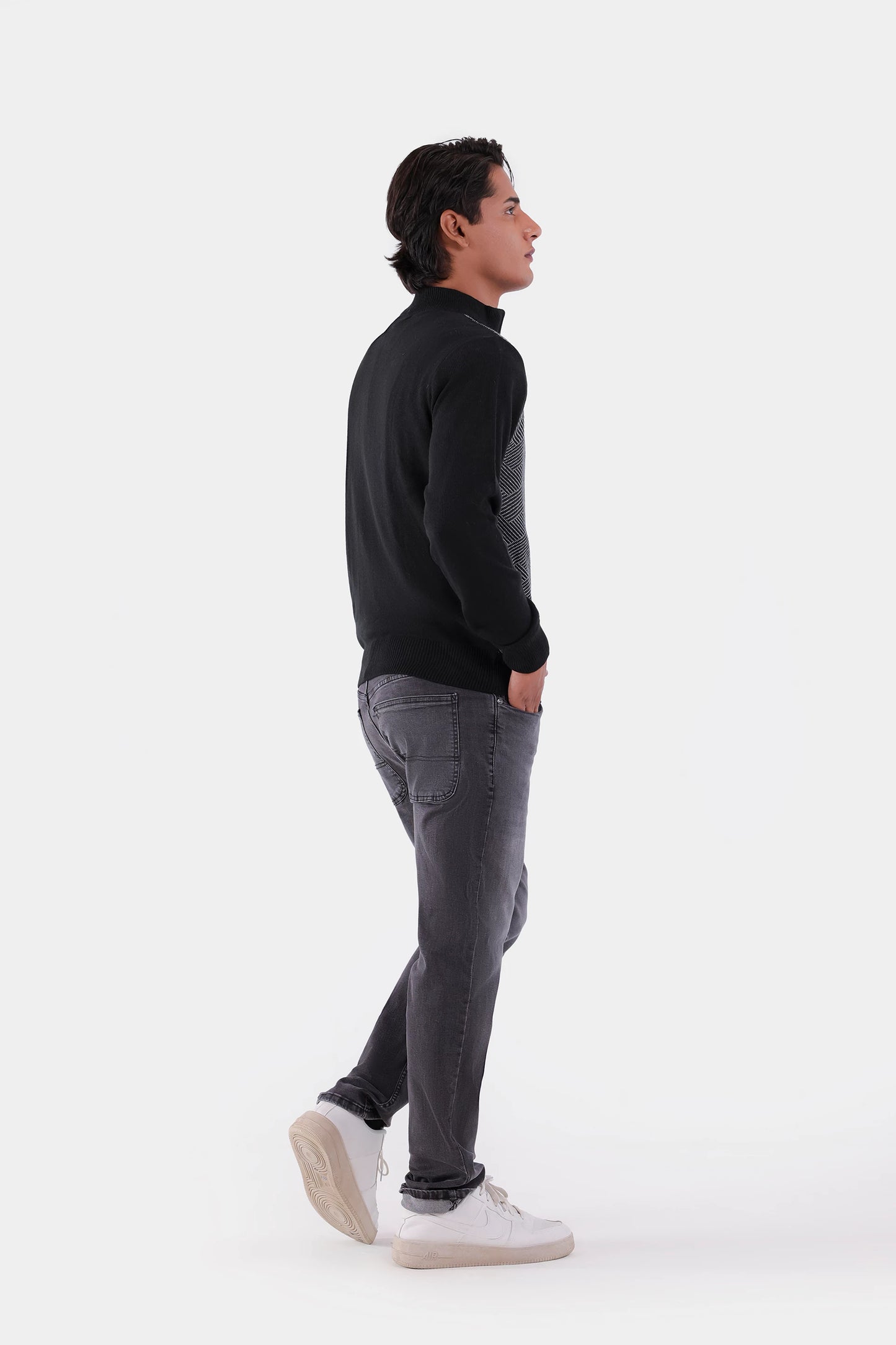 Contrast Sleeved Textured Sweater - Cougar Clothing