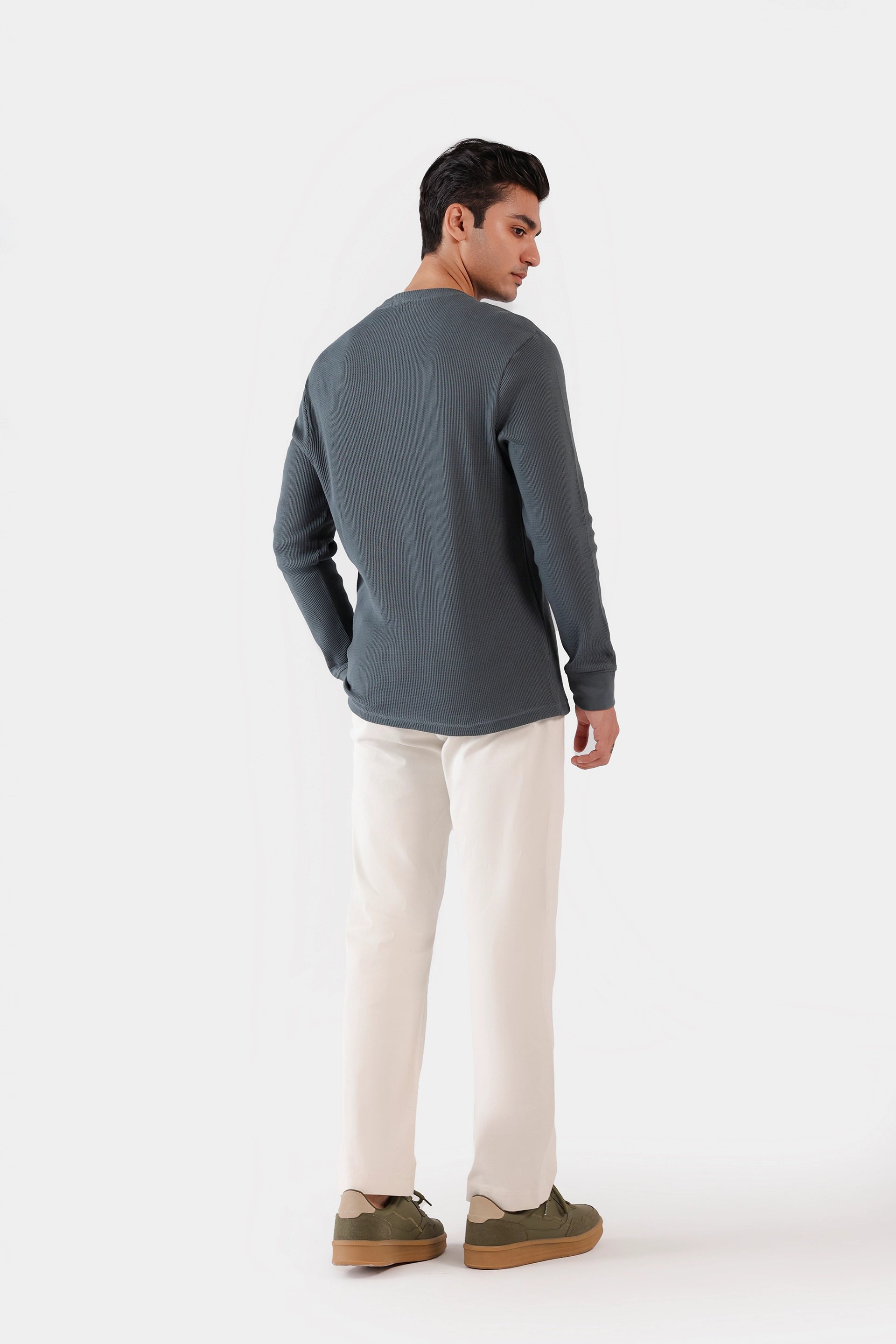 Waffle Knit Henley T-Shirt - Cougar Clothing