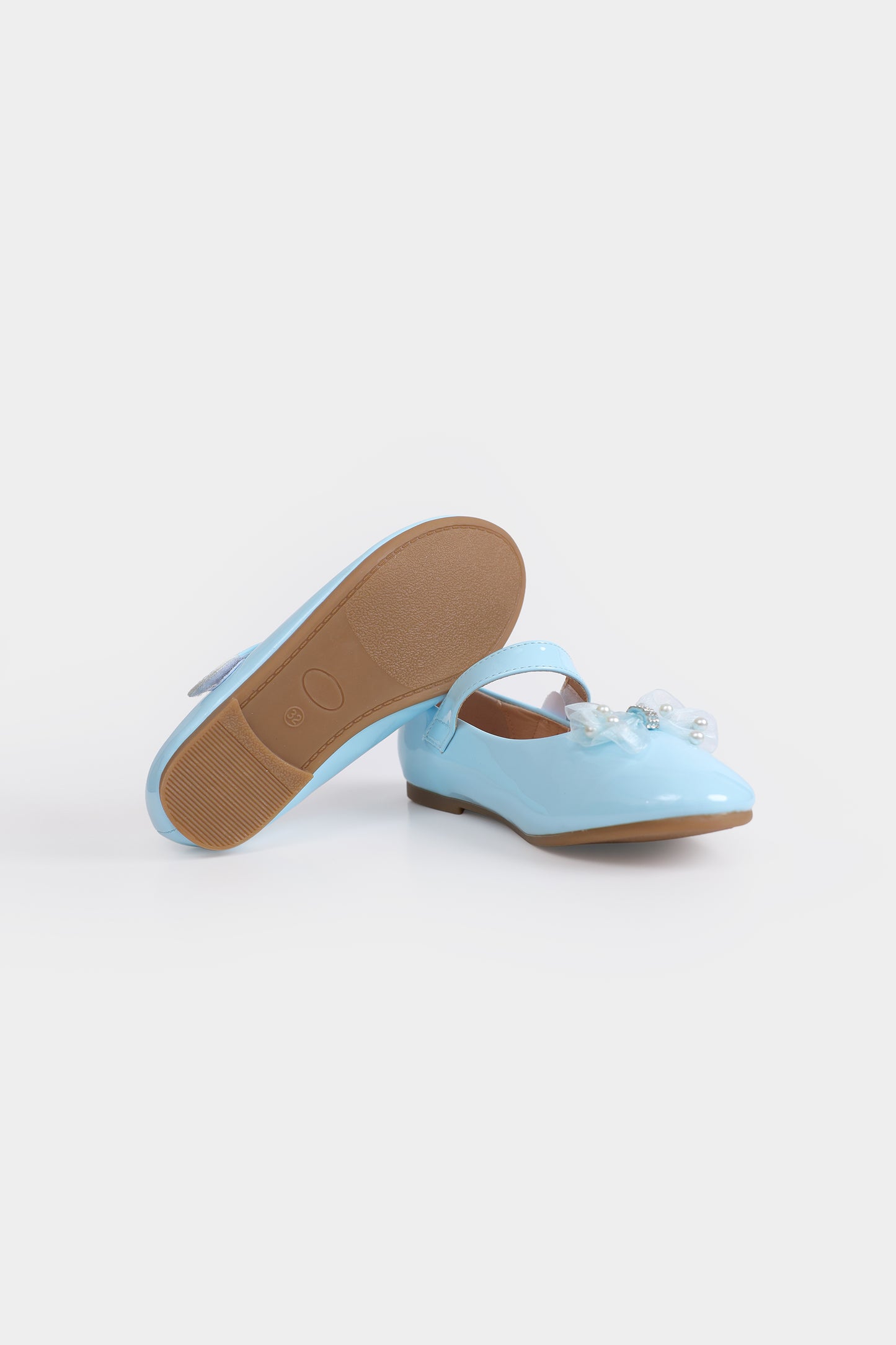 Glossy Ballet Flats With Bow-Detail - Cougar Clothing