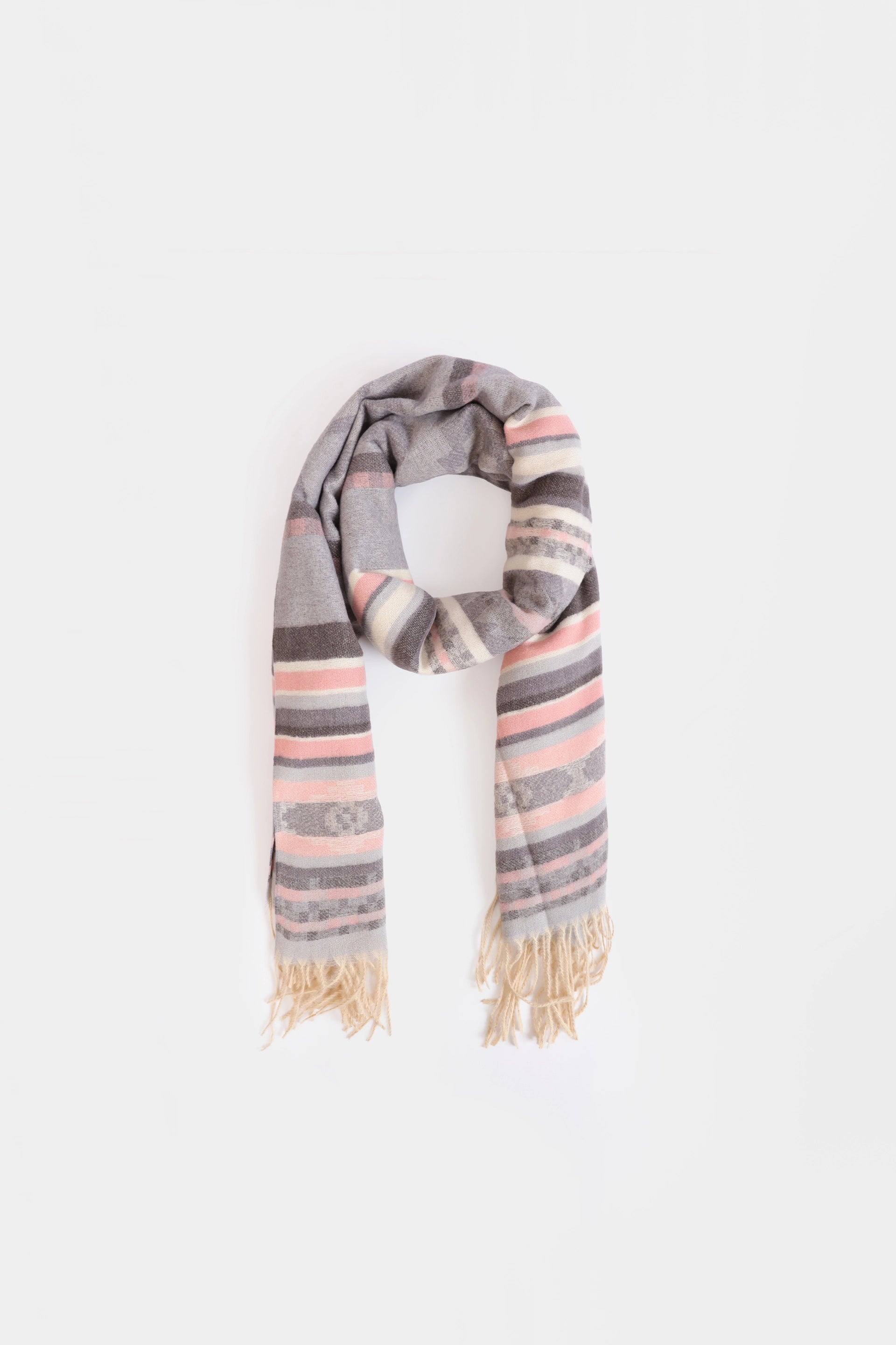 Horizontal Stripe Knit Shawl - Cougar Clothing