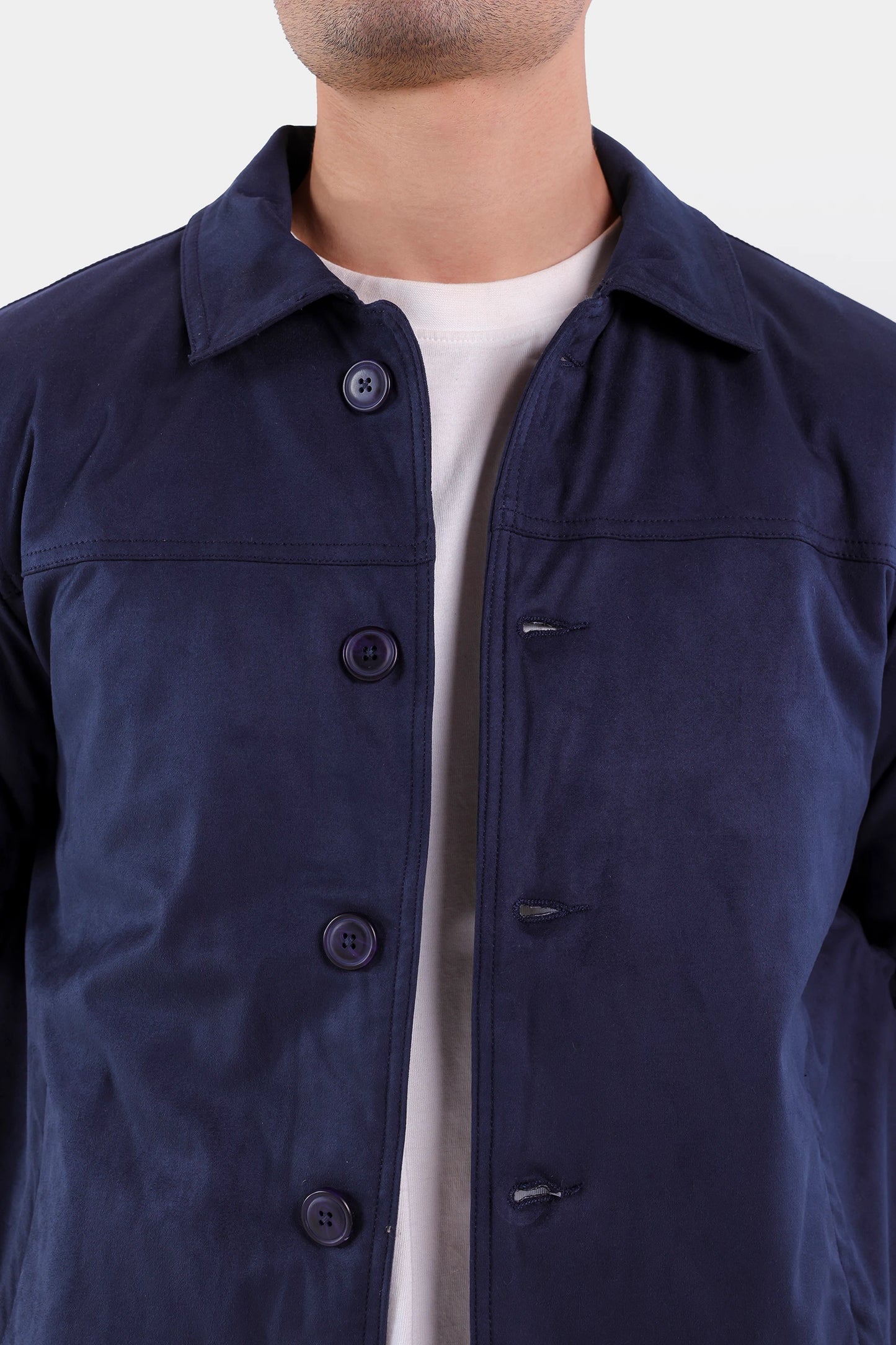 Faux Suede Button Down Jacket - Cougar Clothing