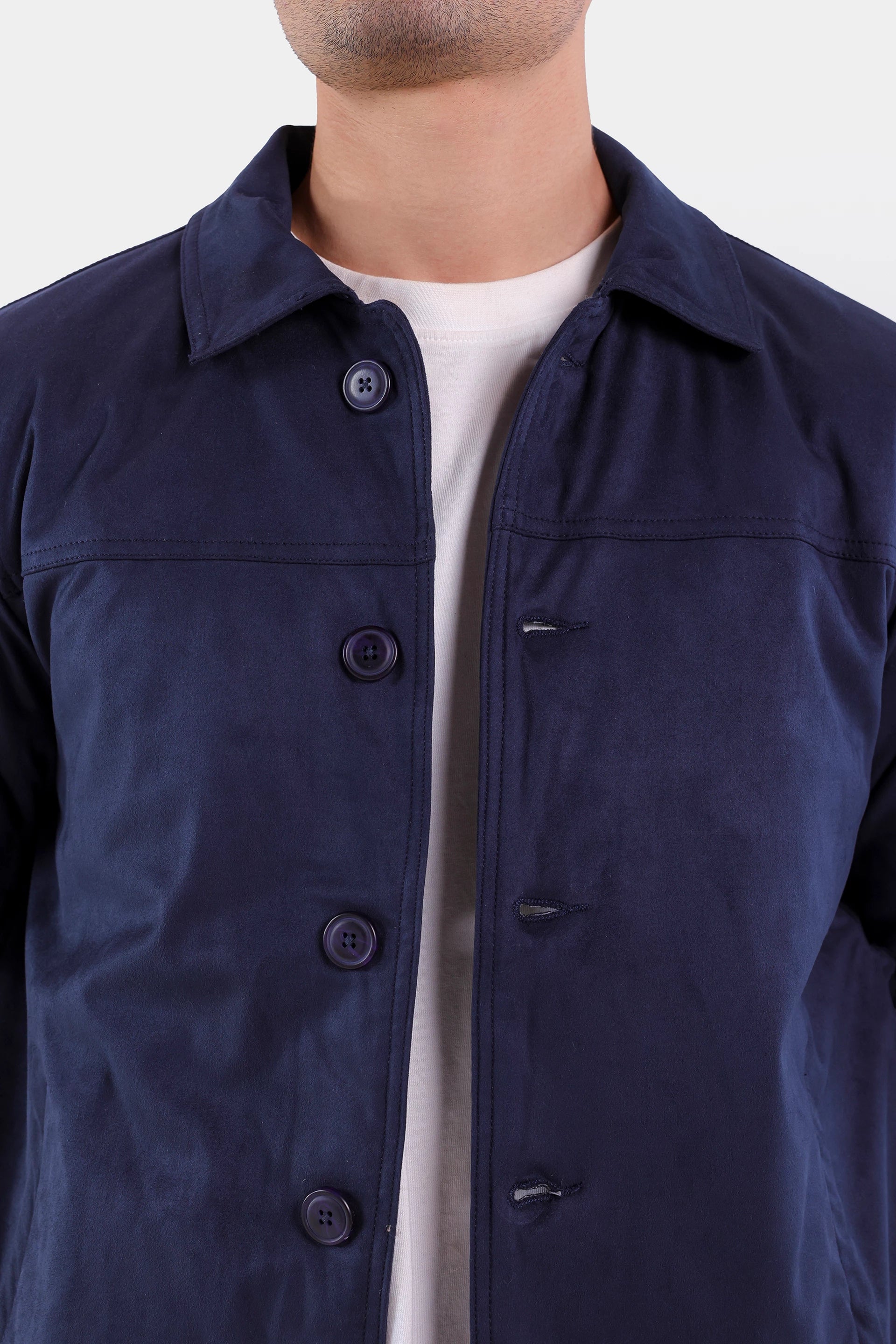 Faux Suede Button Down Jacket - Cougar Clothing