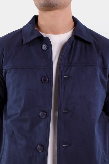 Faux Suede Button Down Jacket - Cougar Clothing