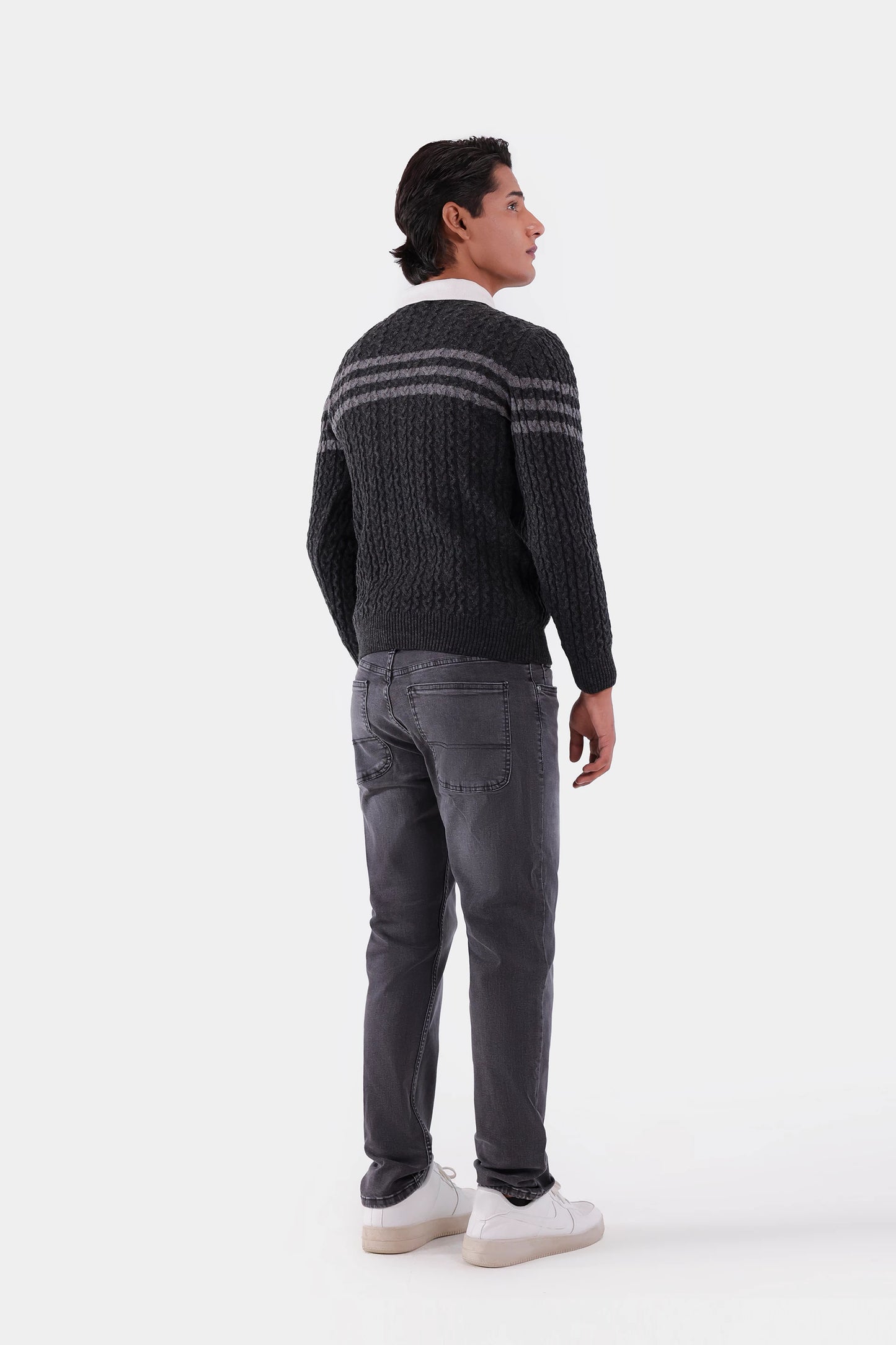 Chest Striped Knit Sweater - Cougar Clothing