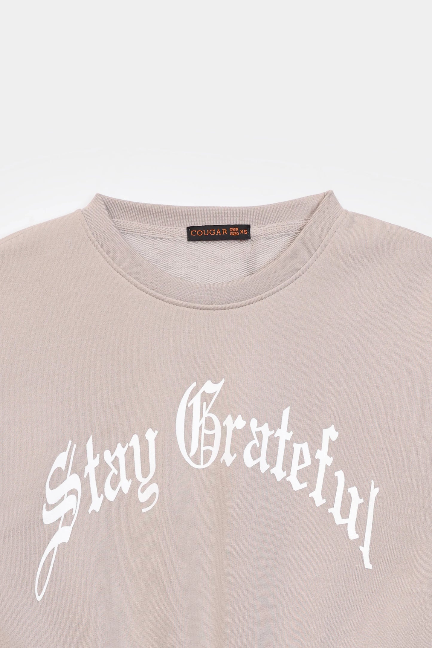 Cropped Text Print Sweatshirt - Cougar Clothing