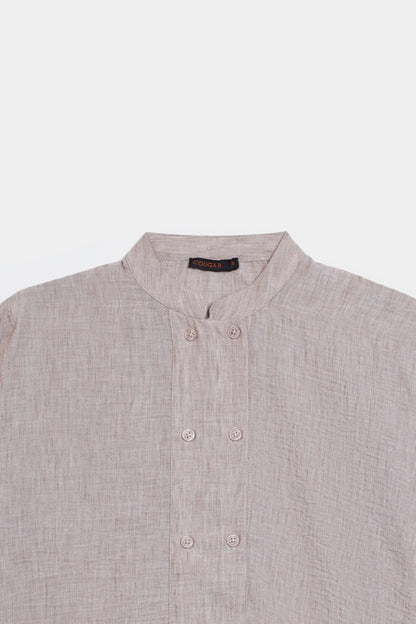 Textured Band Collar Top - Cougar Clothing