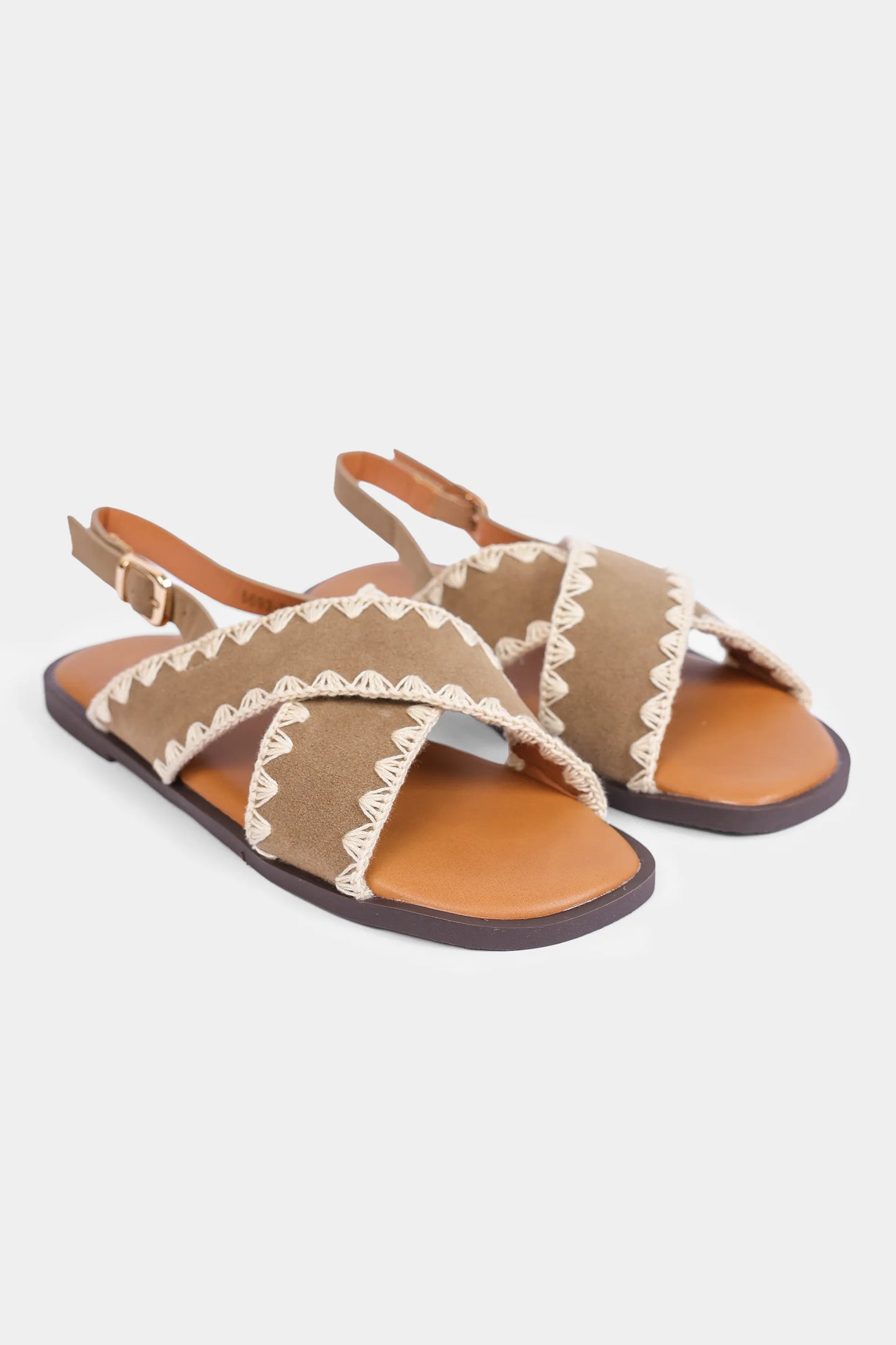 Trimmed Sandals With Crossover Straps - Cougar Clothing