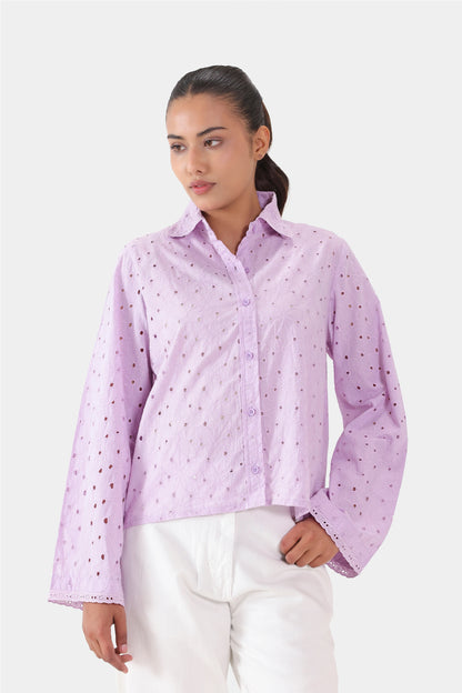 Schiffli Embroidered Shirt - Cougar Clothing