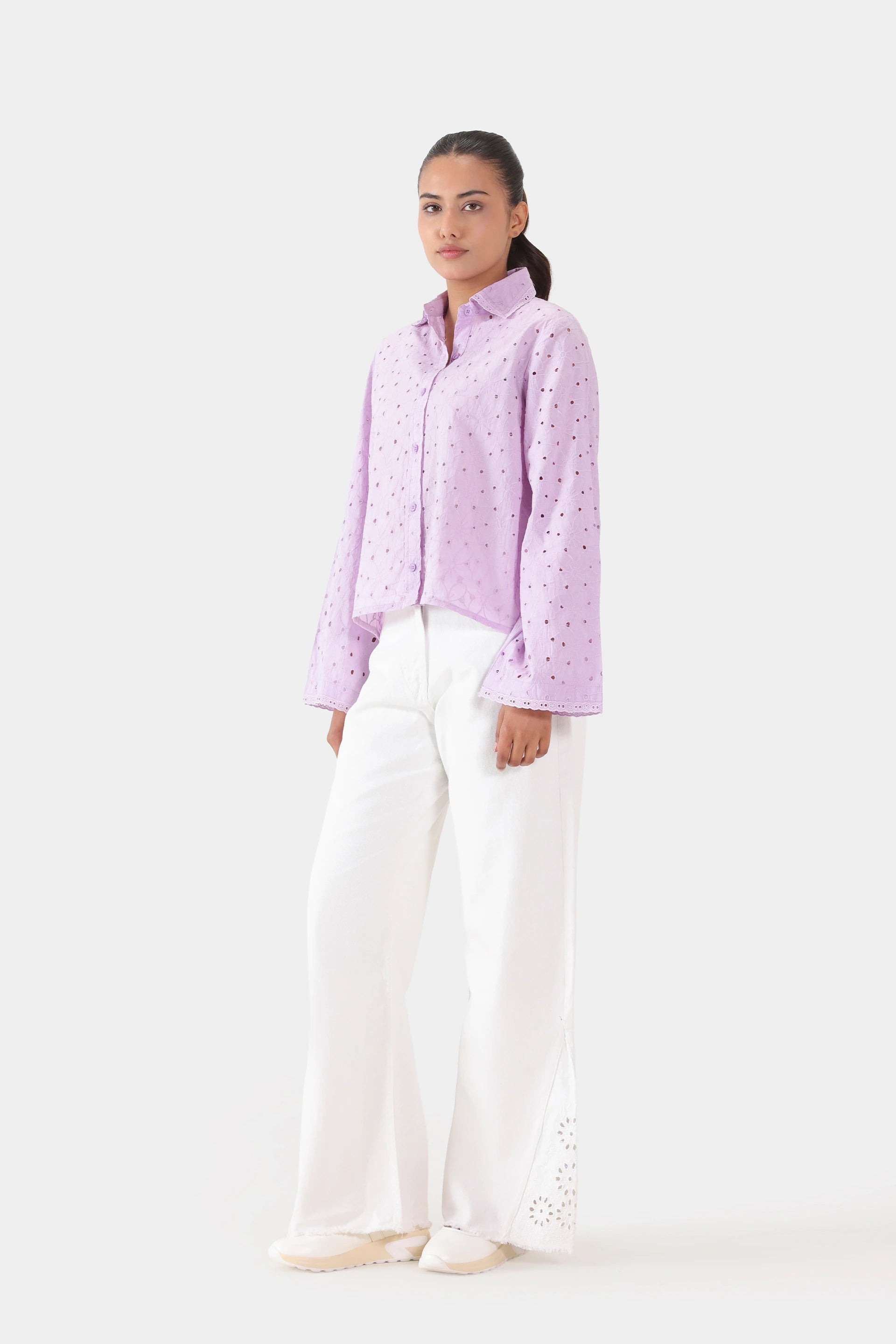 Schiffli Embroidered Shirt - Cougar Clothing