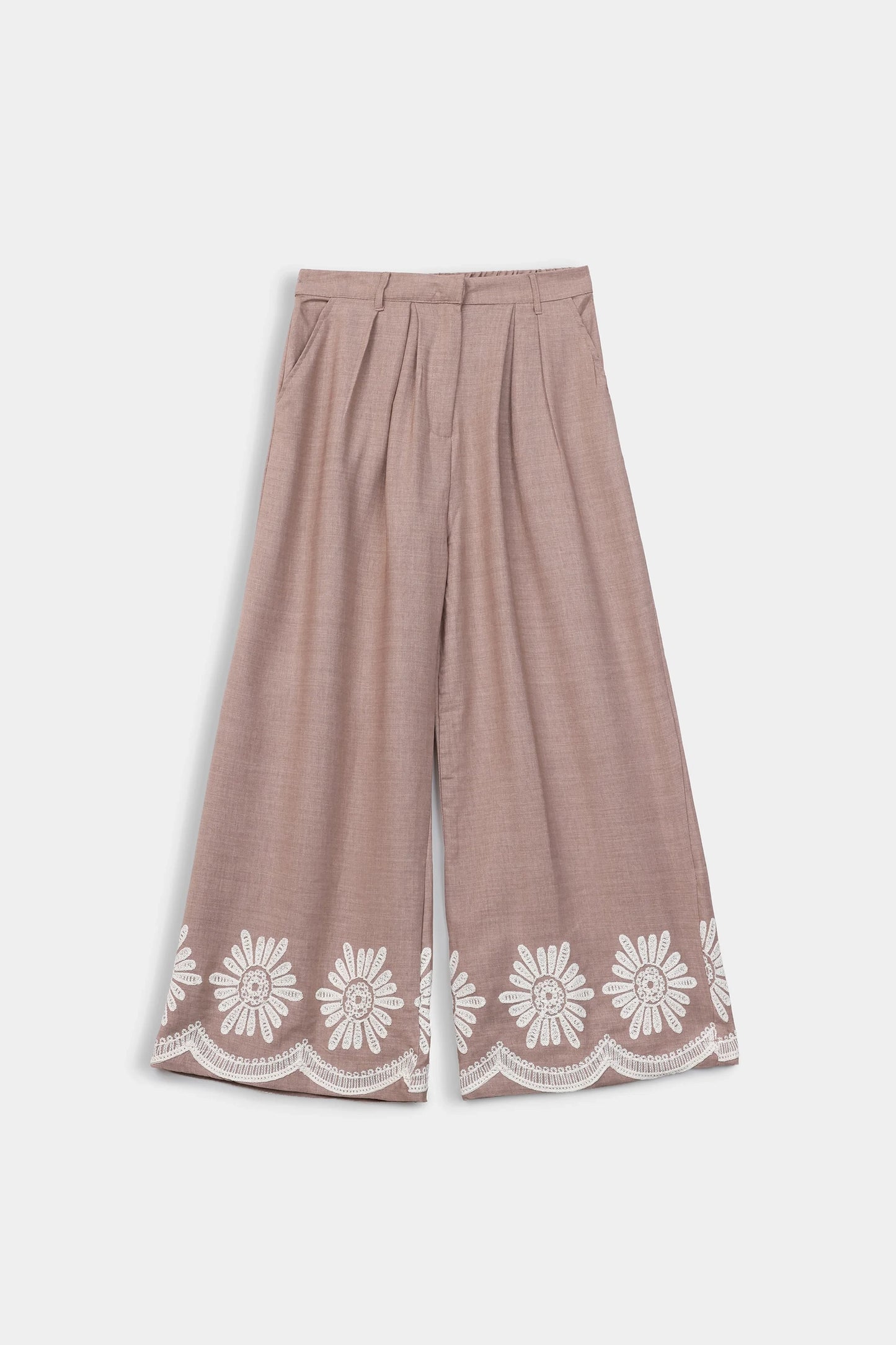 Embroidered Wide Leg Pants - Cougar Clothing