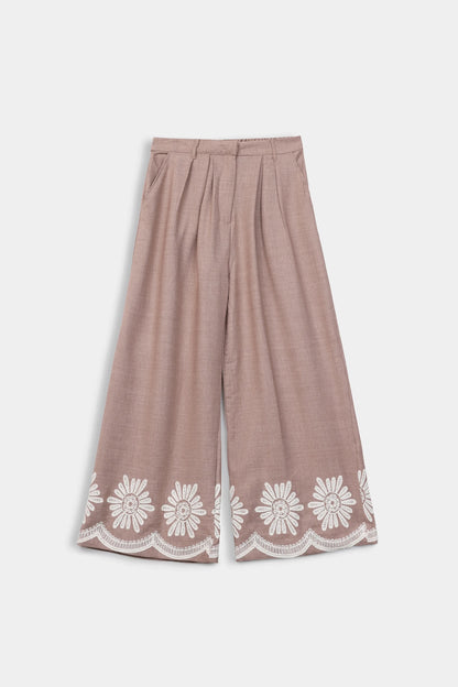 Embroidered Wide Leg Pants - Cougar Clothing