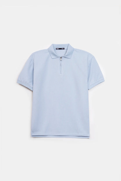 Waffle Knit Zipper Polo - Cougar Clothing