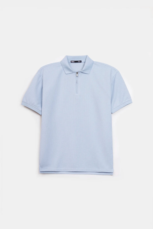 Waffle Knit Zipper Polo - Cougar Clothing