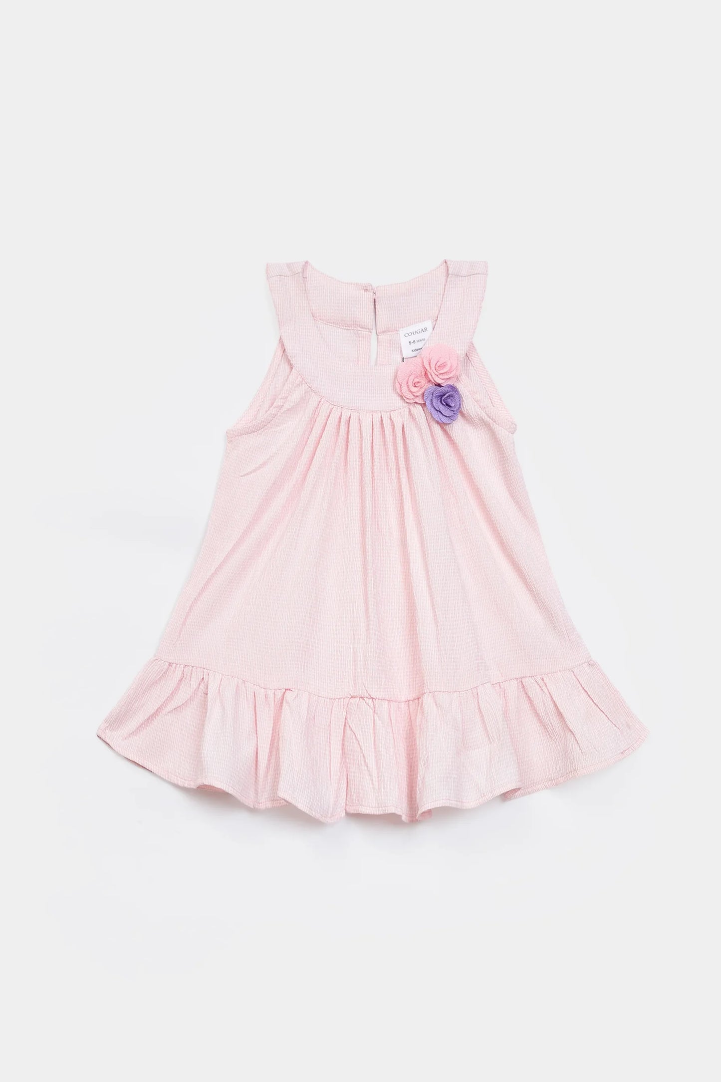 Textured Dress With Flowers - Cougar Clothing