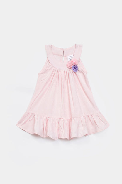 Textured Dress With Flowers - Cougar Clothing