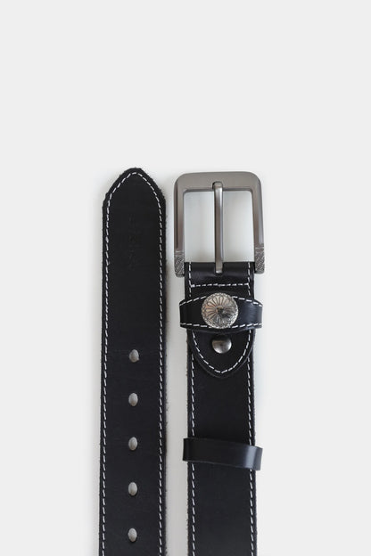 Leather Belt With Top Stitches - Cougar Clothing