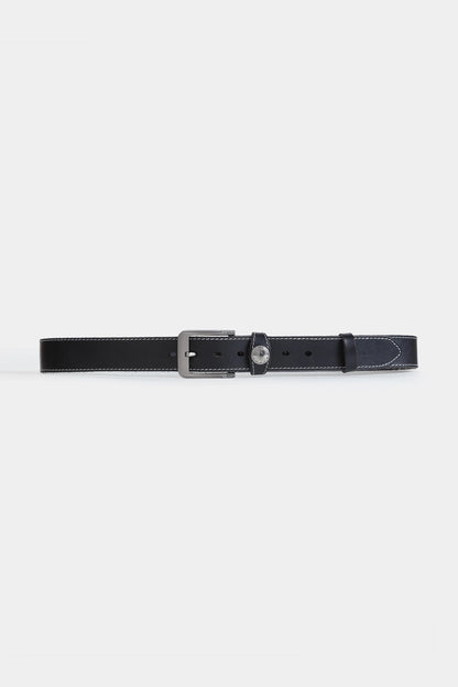 Leather Belt With Top Stitches - Cougar Clothing