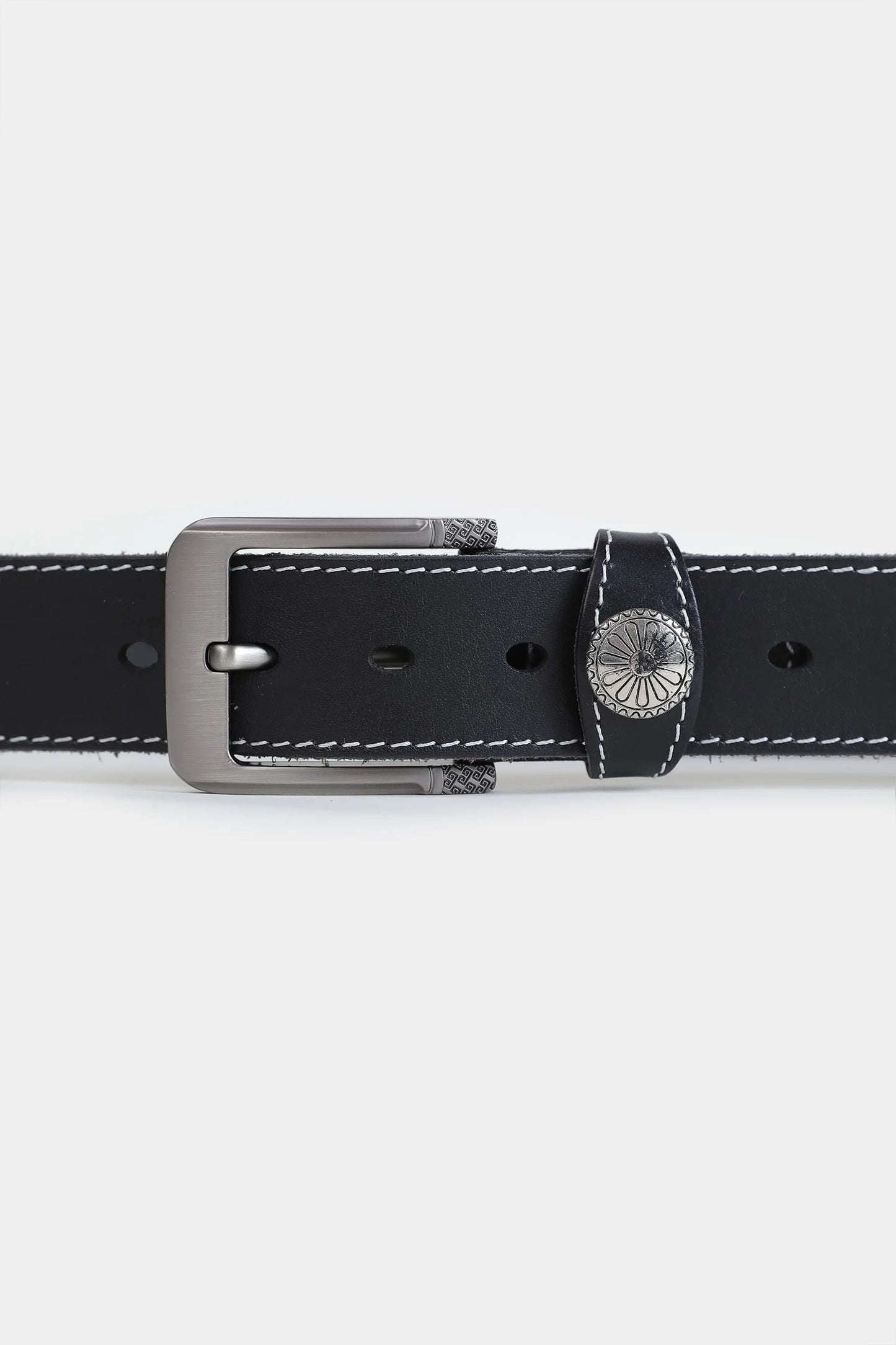 Leather Belt With Top Stitches - Cougar Clothing