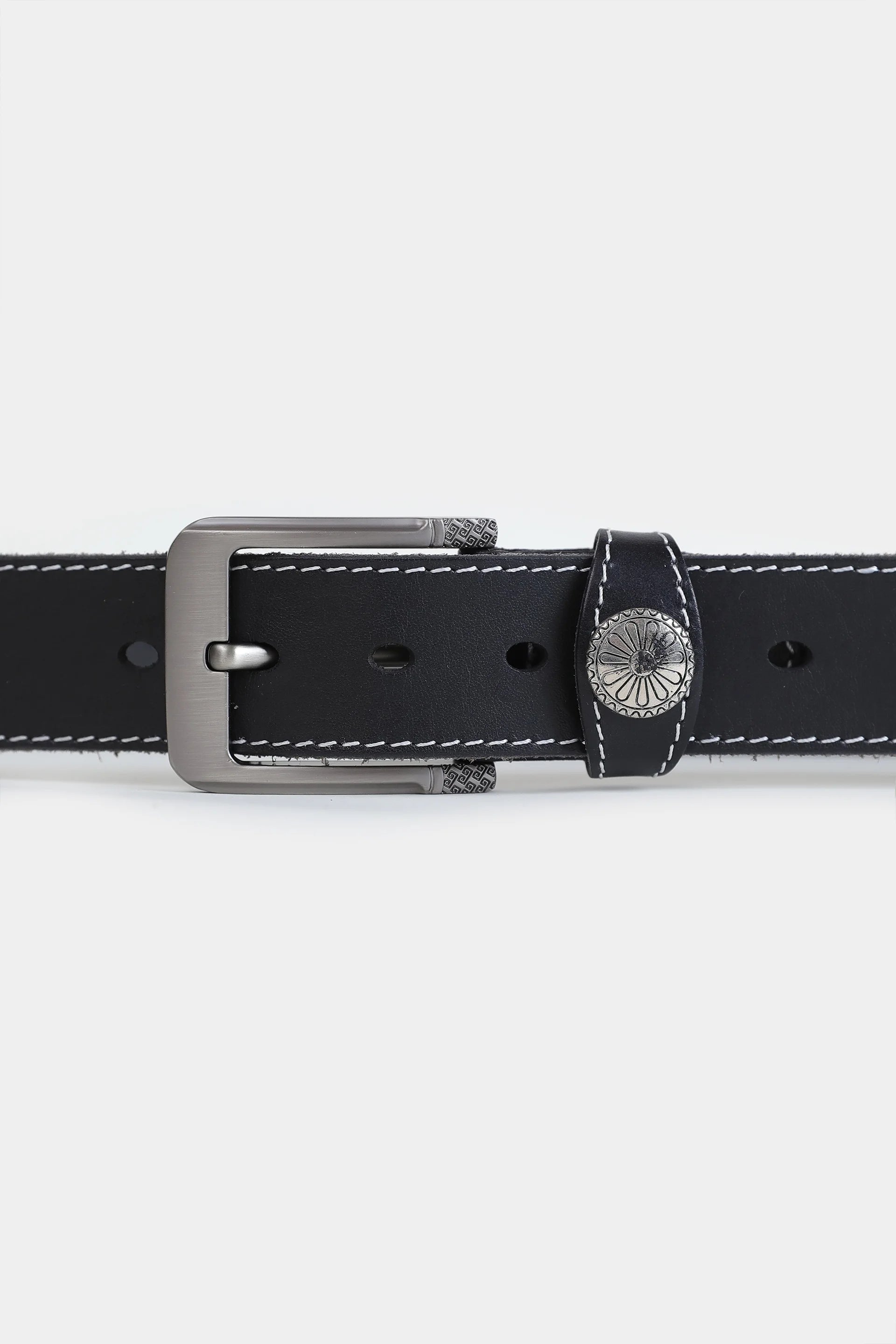 Leather Belt With Top Stitches - Cougar Clothing