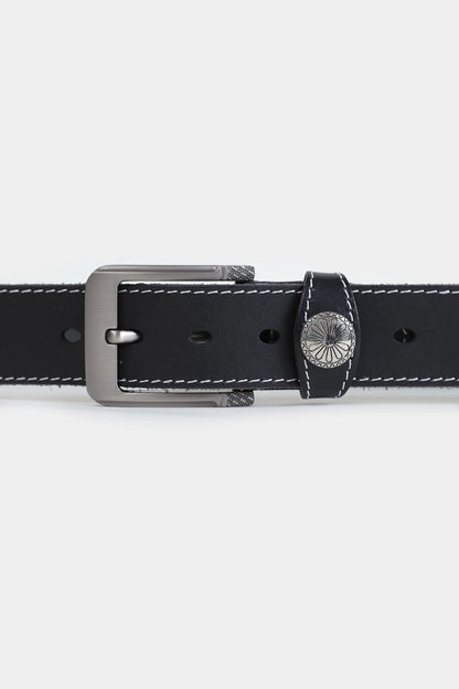 Leather Belt With Top Stitches - Cougar Clothing